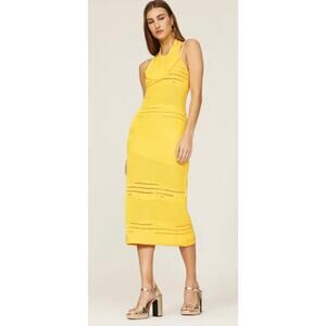 Esteban Cortazar Yellow Crochet Midi Dress L